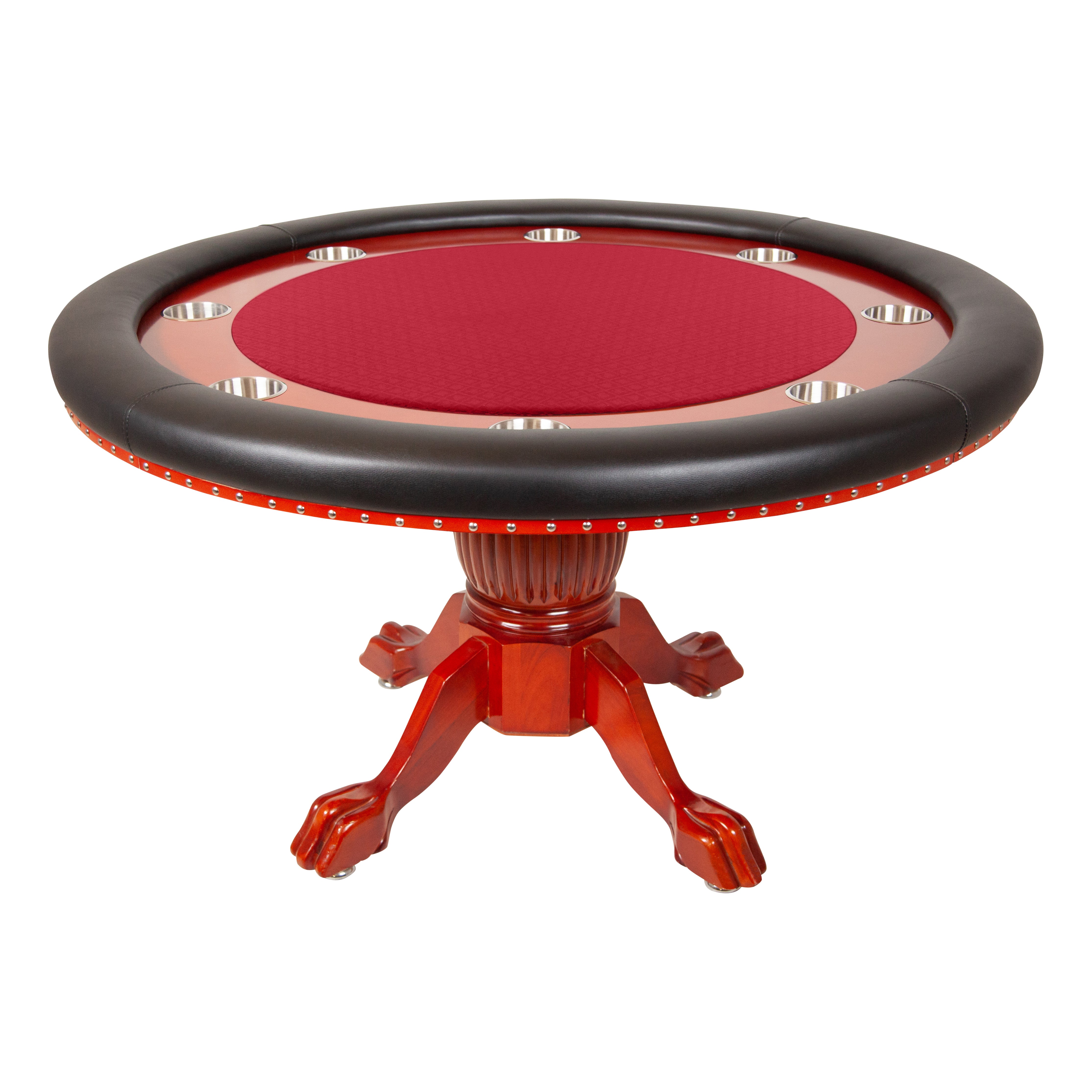 BBO Nighthawk Poker Table Mahogany Fat Track Suited Speed Red
