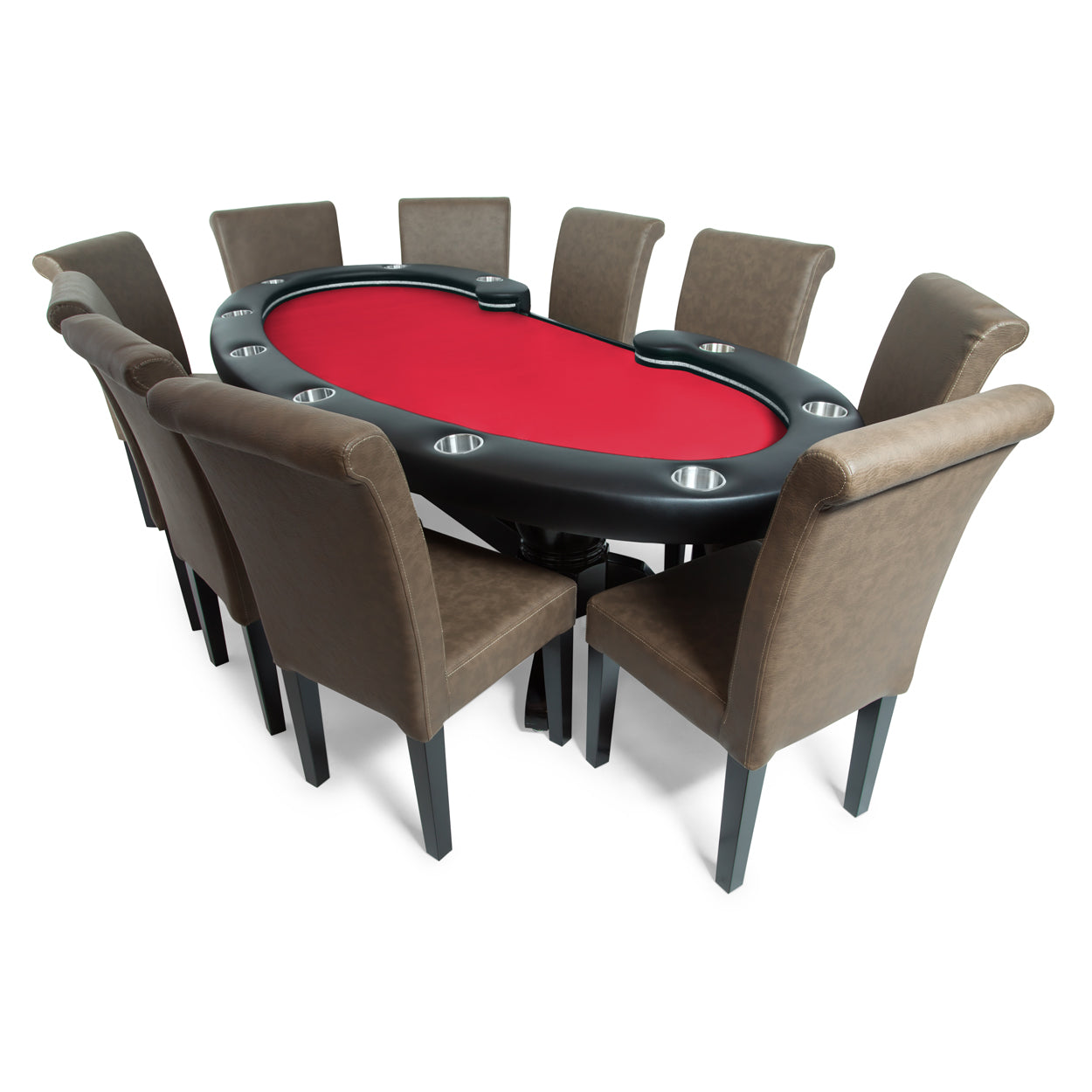 BBO The Lumen HD Poker Table Red Velveteen With Premium Lounge Chair