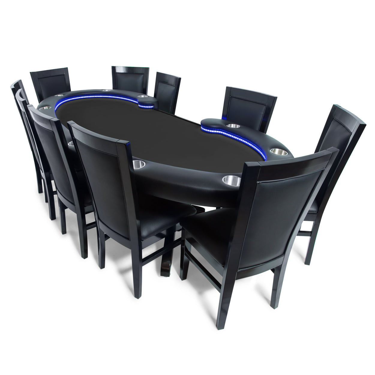 BBO The Lumen DH Poker Table Black Velveteen With Classic BBO Chairs