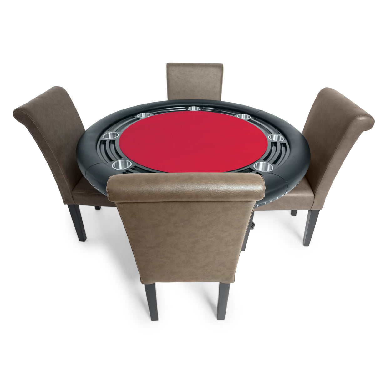BBO The Nighthawk Poker Table Black Leg Velveteen Red And BBO Chair