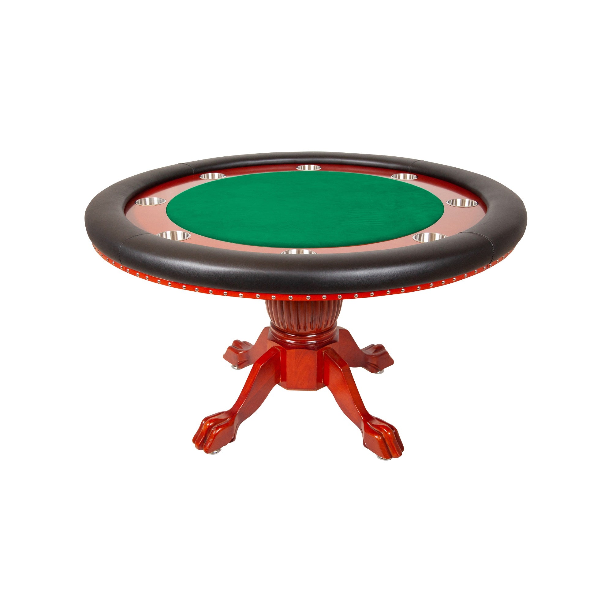 BBO The Nighthawk Poker Table Mahogany Pedestal Leg Velveteen Green