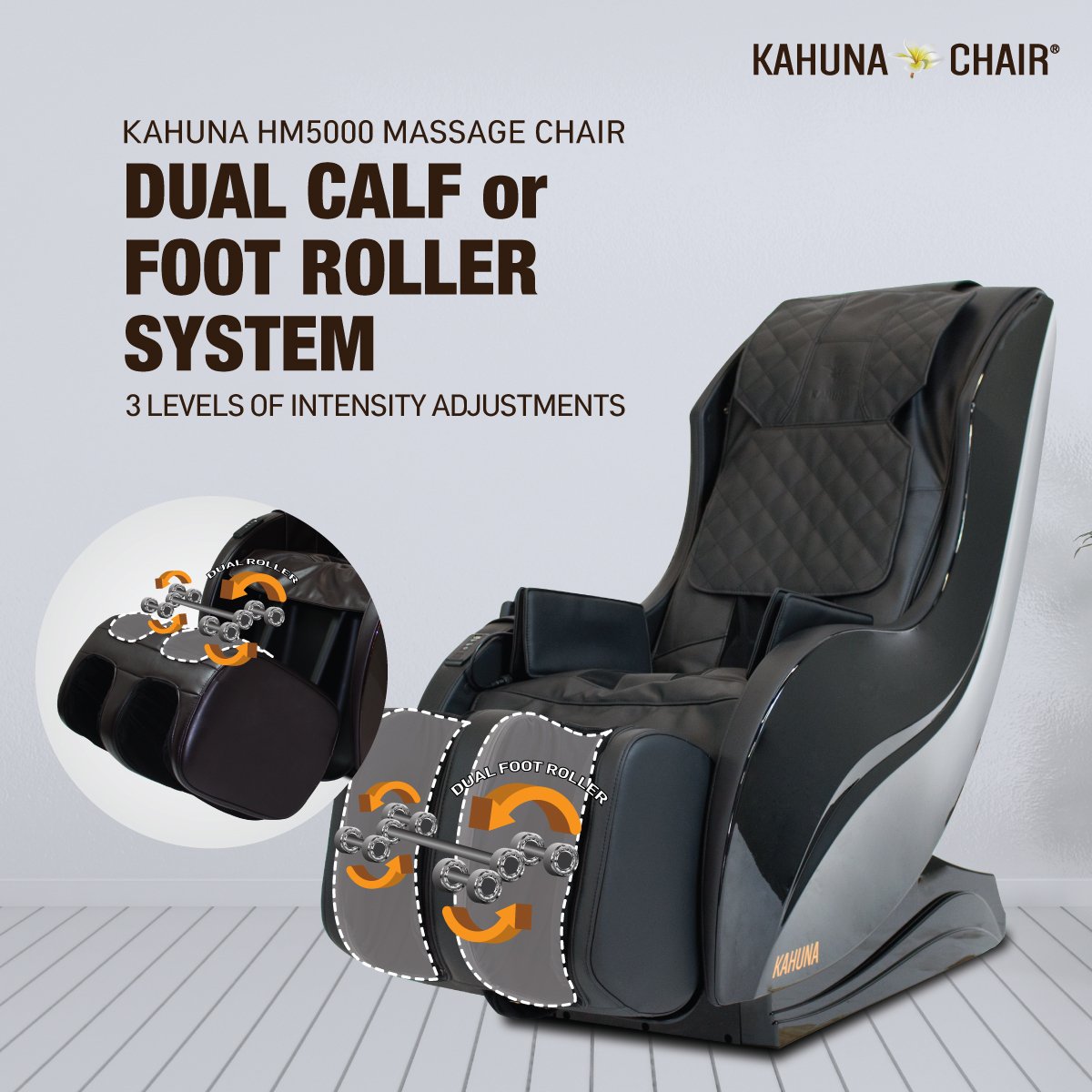 Kahuna Limitless Slender Dual Calf or Foot Roller System Massage Chair