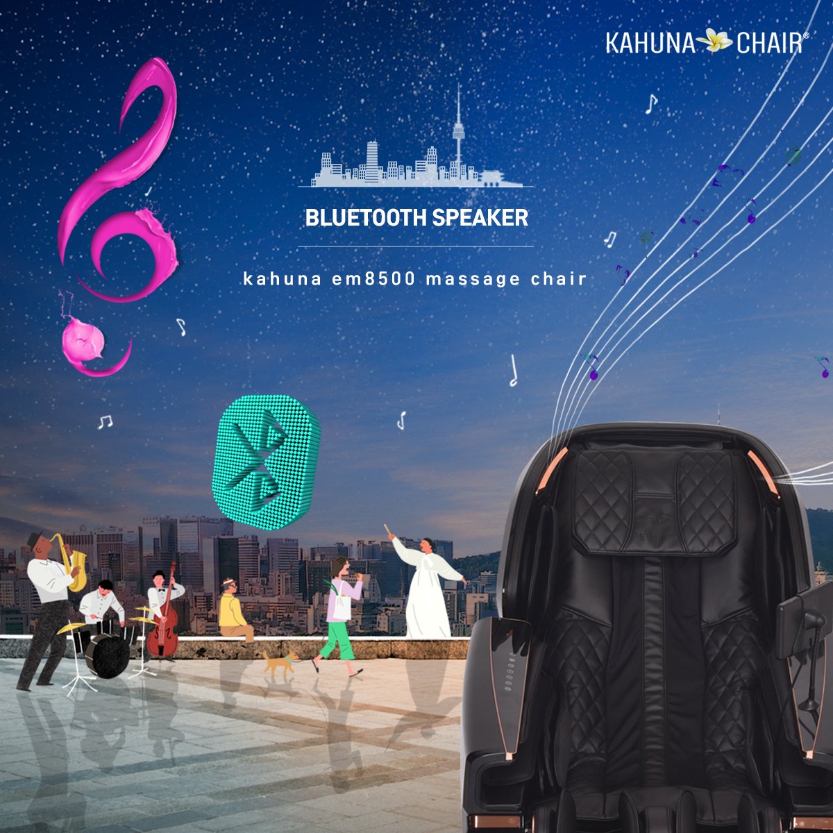 kahuna massage chair em8500 with Bluetooth speaker