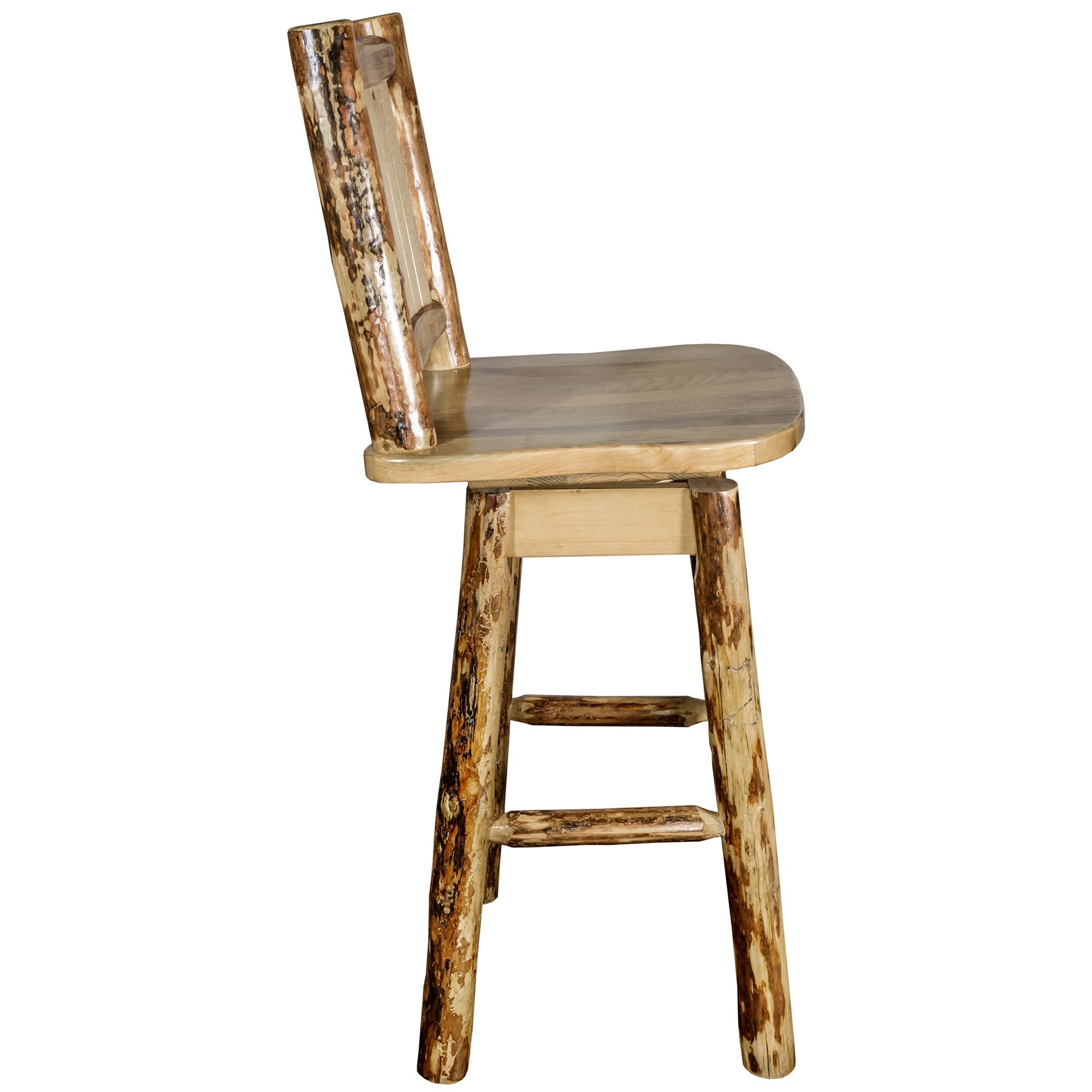 montana woodworks glacier country collection barstool with back and swivel with laser engraved design mwgcbswsnrlz side