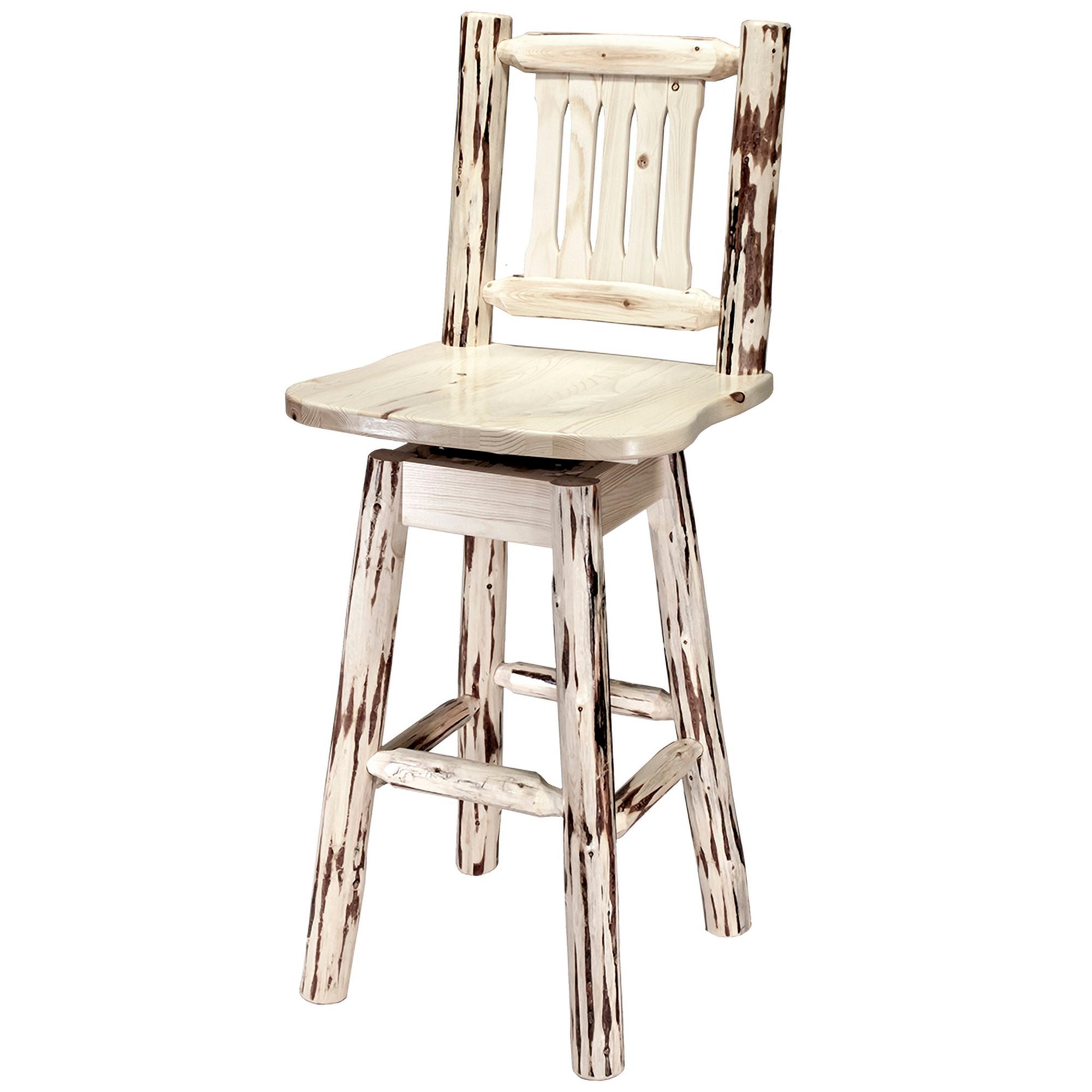 montana woodworks glacier country collection barstool with back swivel mwgcbswsnr