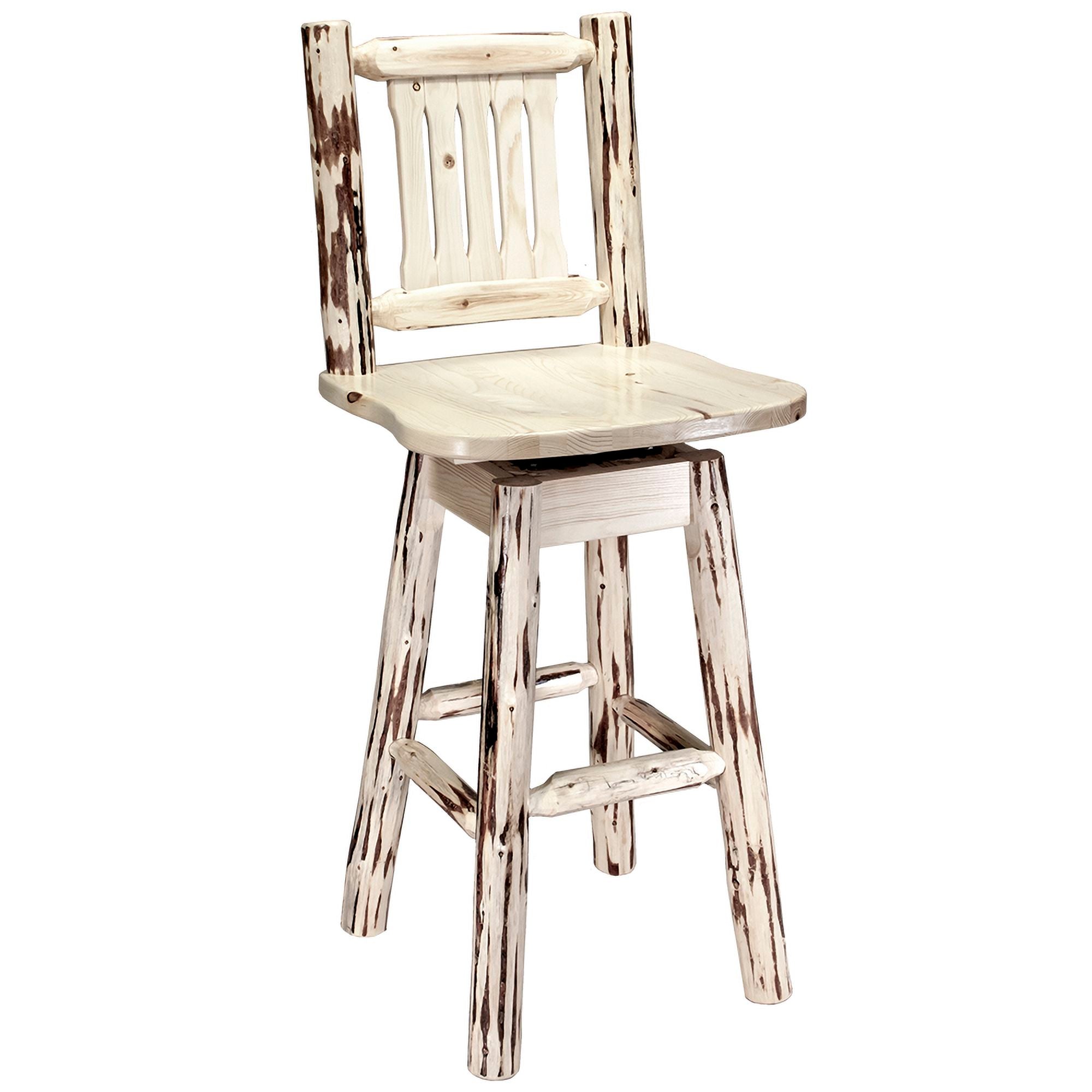 montana woodworks glacier country collection barstool with back swivel mwgcbswsnr