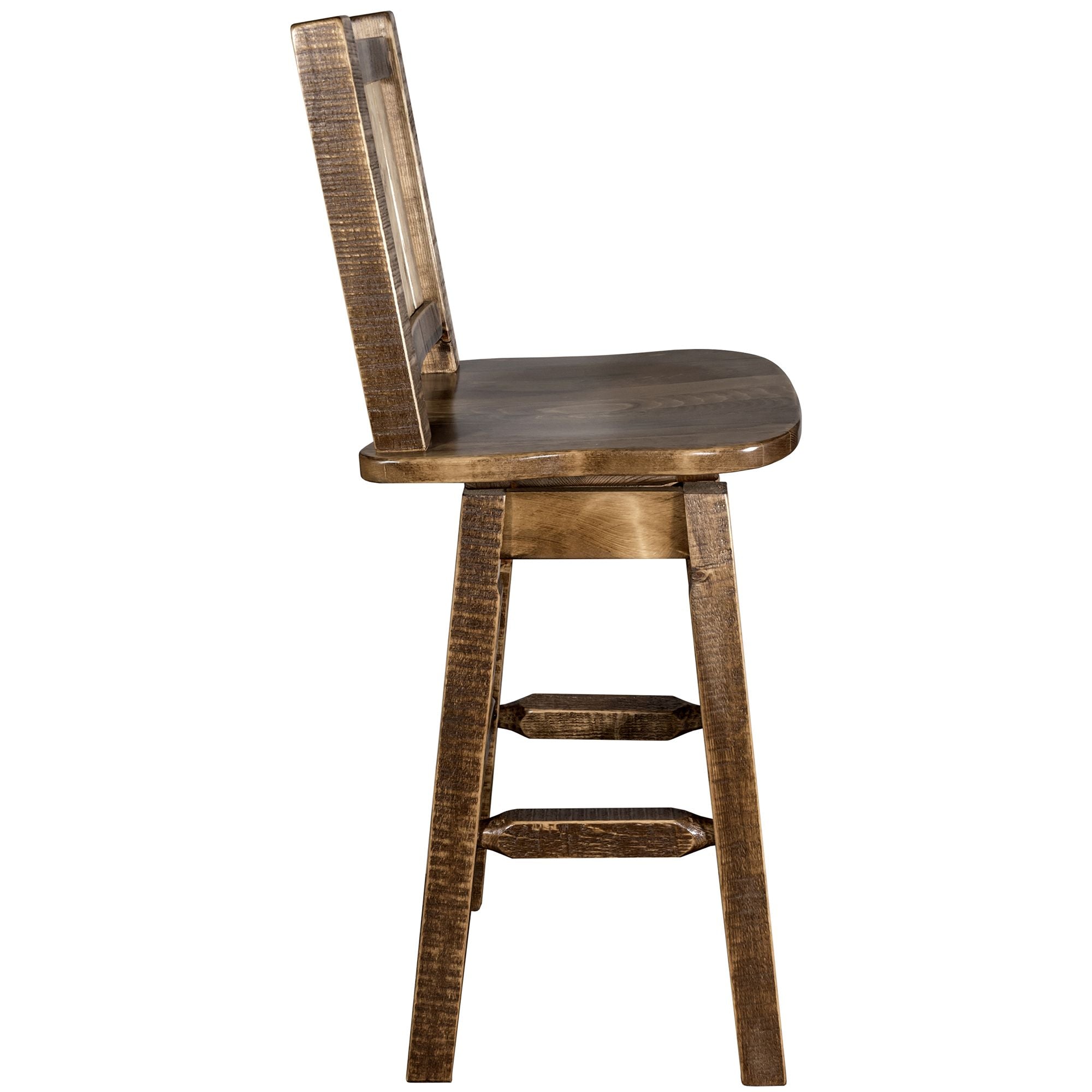 montana woodworks homestead collection barstool with back swivel and laser engraved design stain lacquer finish mwhcbswsnrsllz rightside