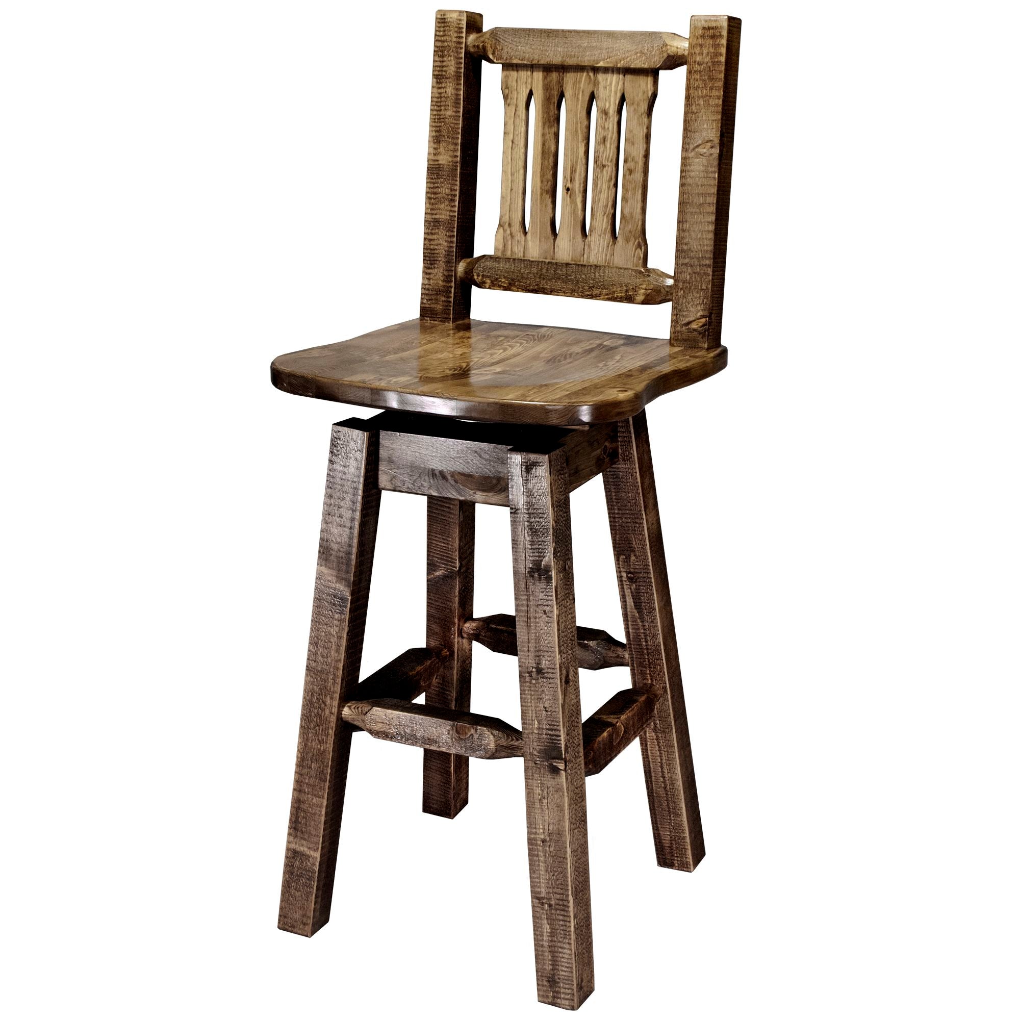 montana woodworks homestead collection barstool with back swivel stain finish mwhcbswsnrsl
