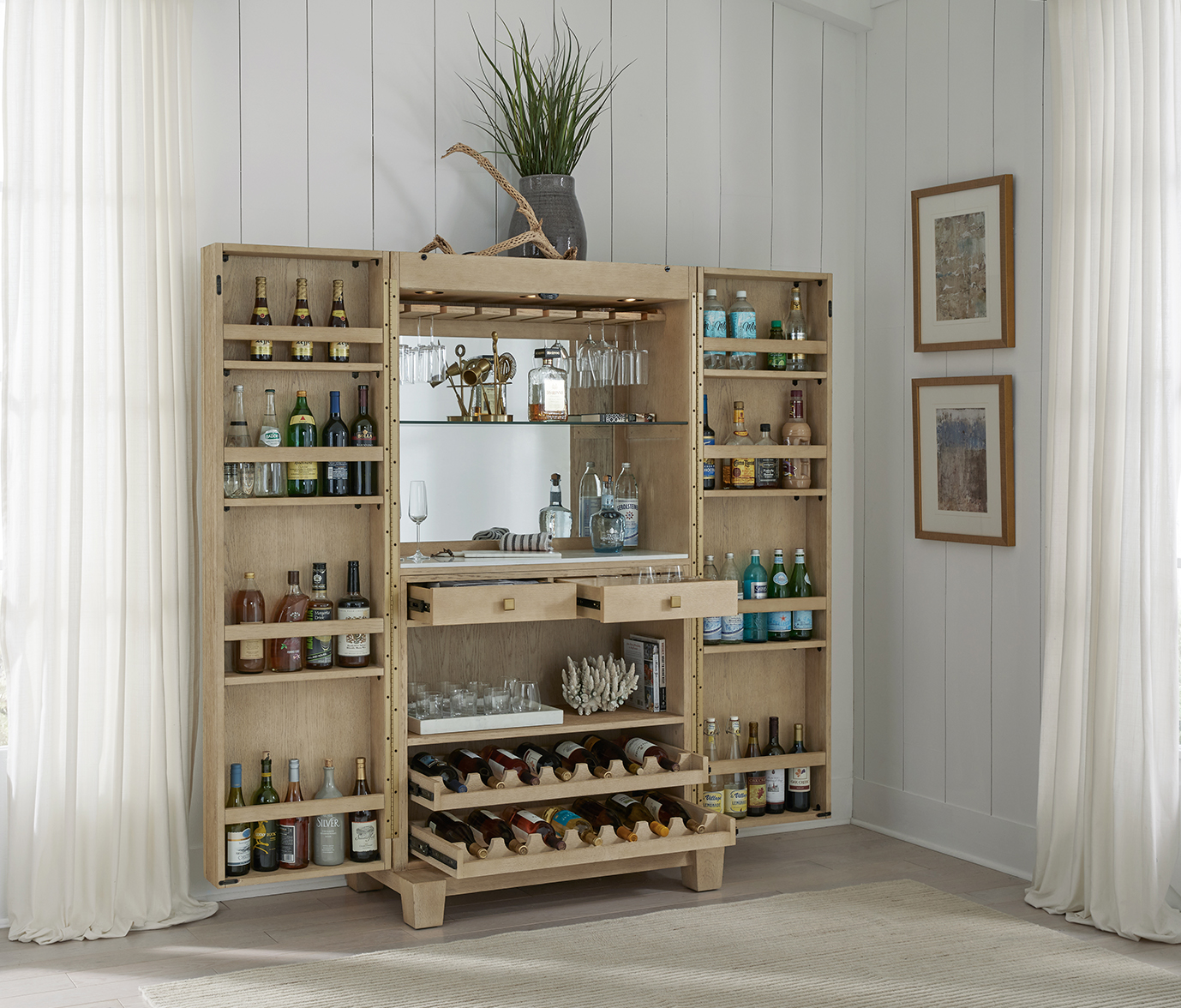 American Heritage Port Royal Wine & Spirit Cabinet (White Oak)