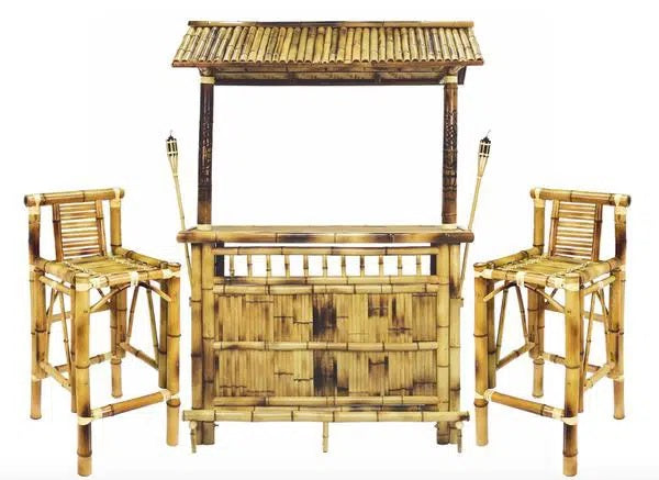 ram game room bamboo tiki bar tbar60 pair with taki bar stool