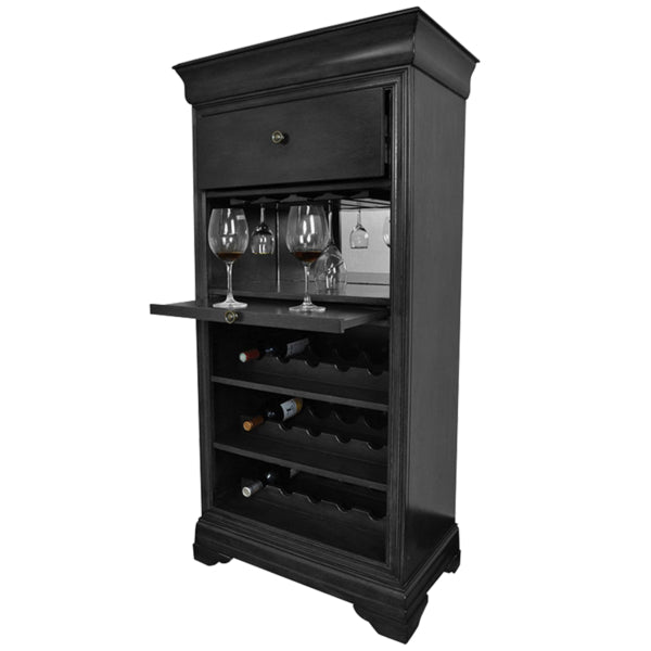 ram game room brcb2-BL bar cabinet with wine rack Black