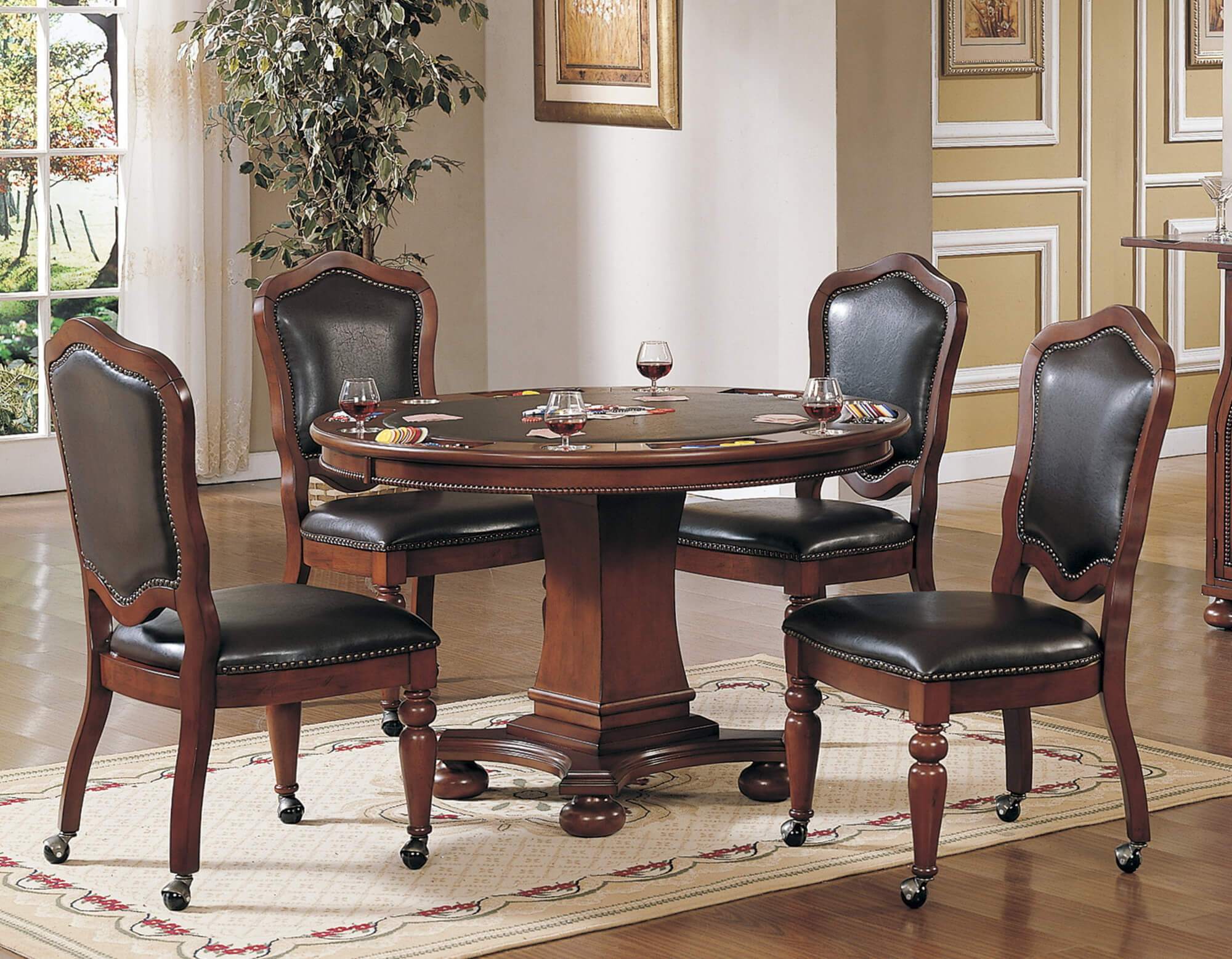 sunset trading 5 piece bellagio dining and poker table set cr-87148-5pc indoor