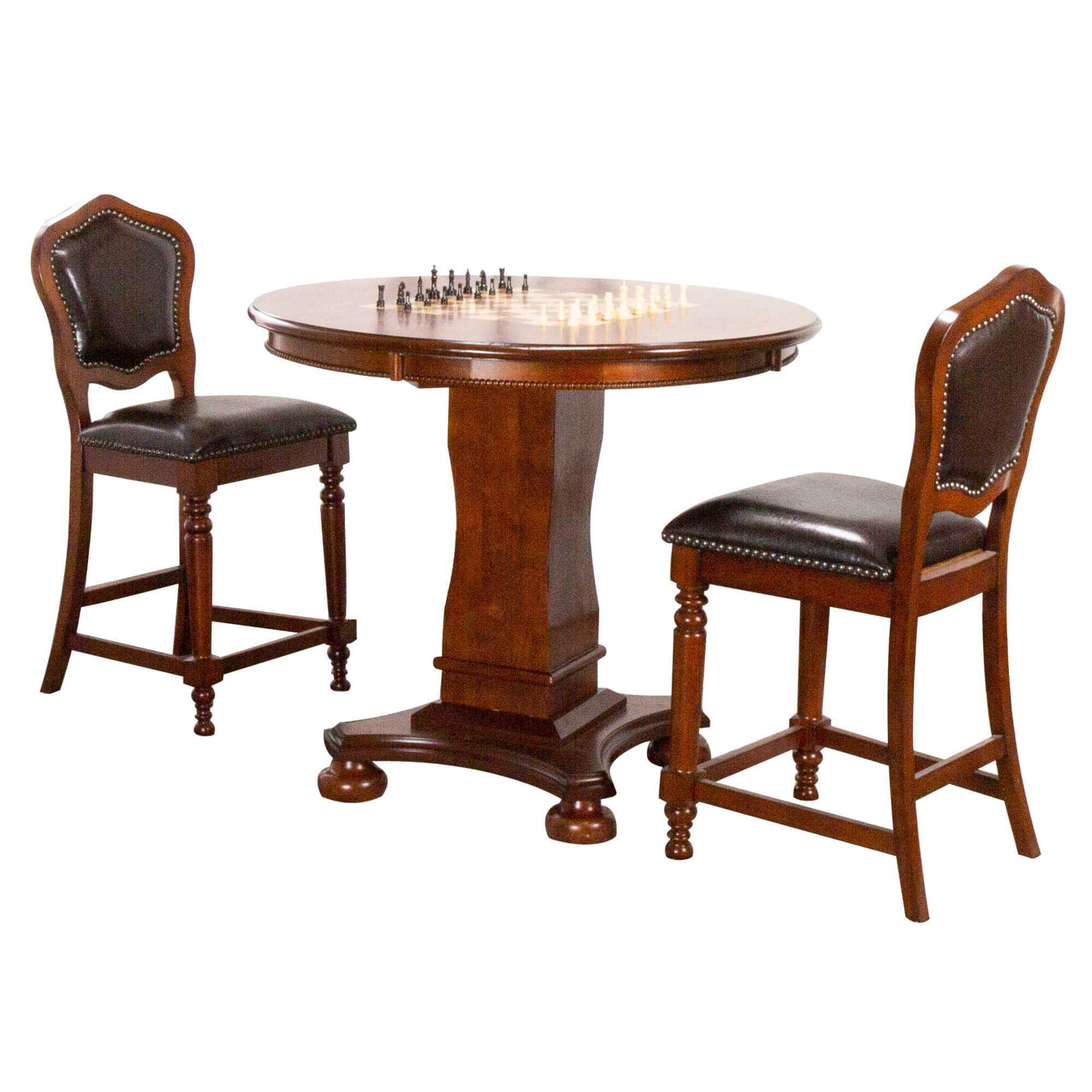 sunset trading bellagi 3 piece 42 round counter height dining chess and poker table set cr-87148-tcb-3p