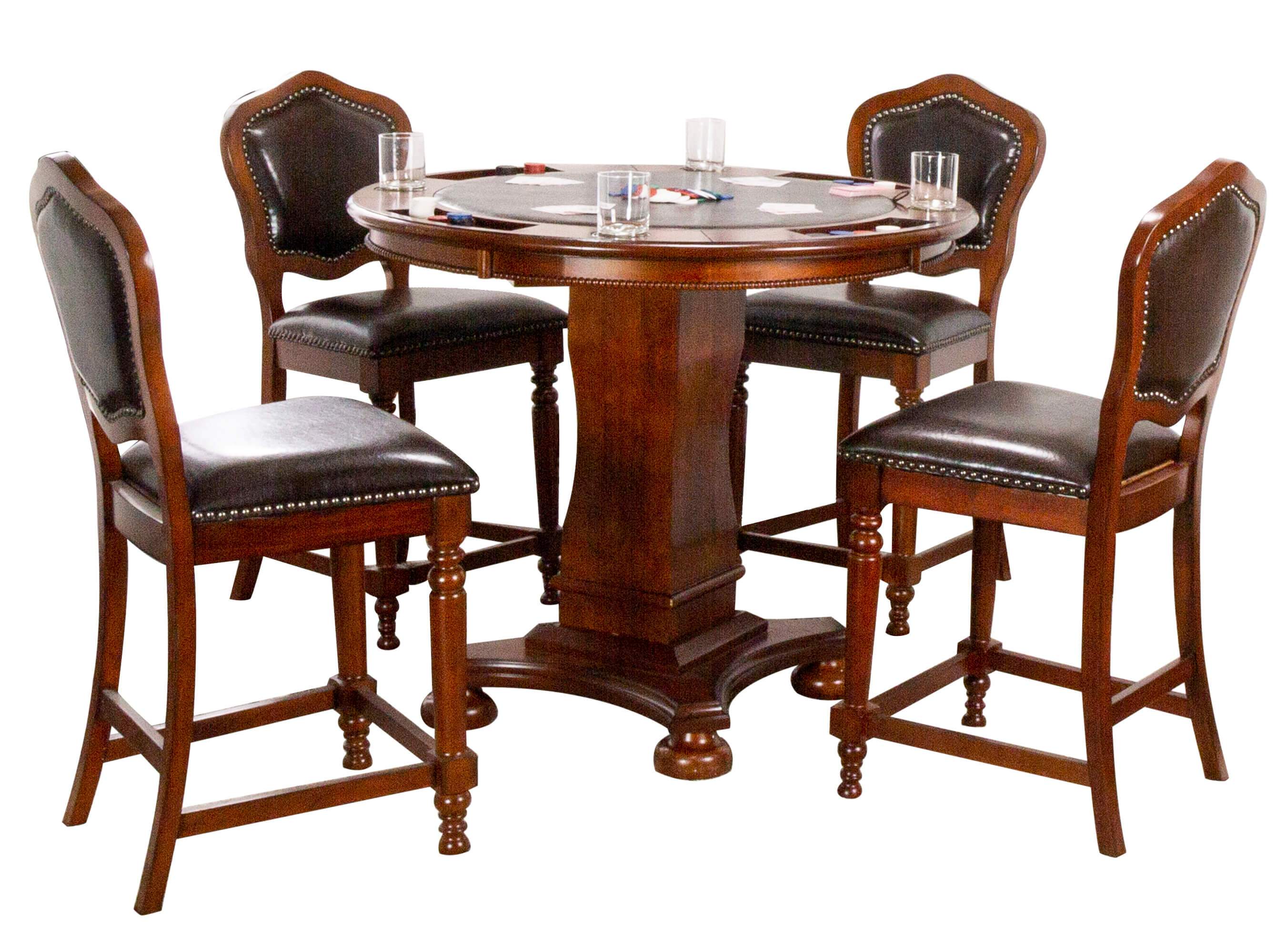 sunset trading bellagi 3 piece 42 round counter height dining chess and poker table set cr-87148-tcb-5p