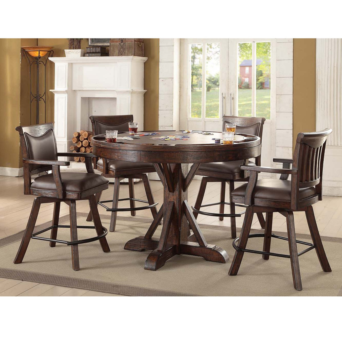 ECI Furniture Gettysburg Round Pub Game Table – The Game Room Plus